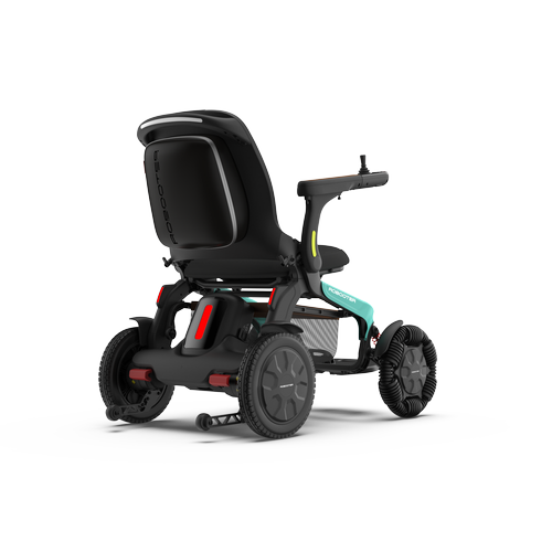 Robooter E60 Pro-Standard Powered Chairs-The model offers customizable comfort with an adjustable armrest width and reclining back options from 8-38°, 12inch wheels and a top speed of 10km/h.-Glide Products