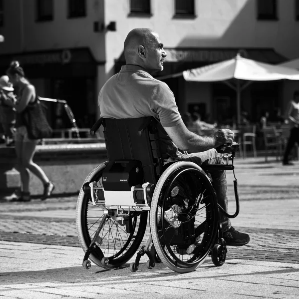 MAX-E-Joystick Power Add Ons-The MAX-E is a compact and powerful auxiliary drive for manual wheelchairs that enables both indoor and outdoor travel.-Glide Products